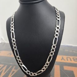 Silver Necklace With 7mm Figaro Links