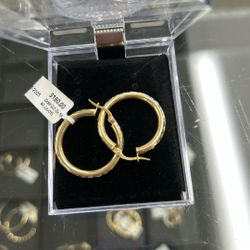 Yellow Gold Diamond Cut Hoops 