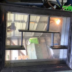 Vintage Wall Hanging Shelf Unit With Mirror