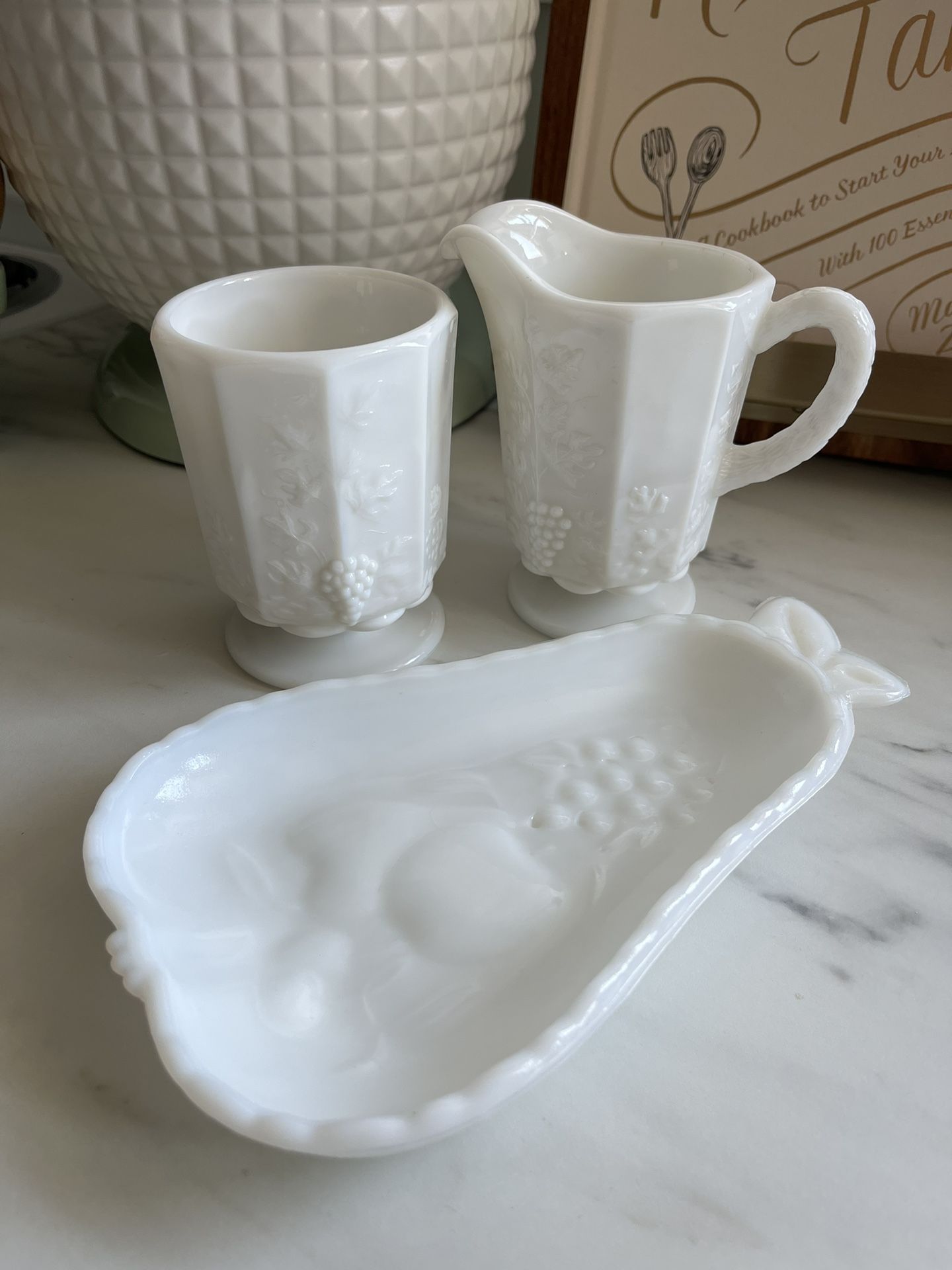 Vintage Milk Glass Dish Set