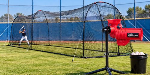Heater PowerAlley 22’ Batting Cage + Pitching Machine & Balls – Complete Setup