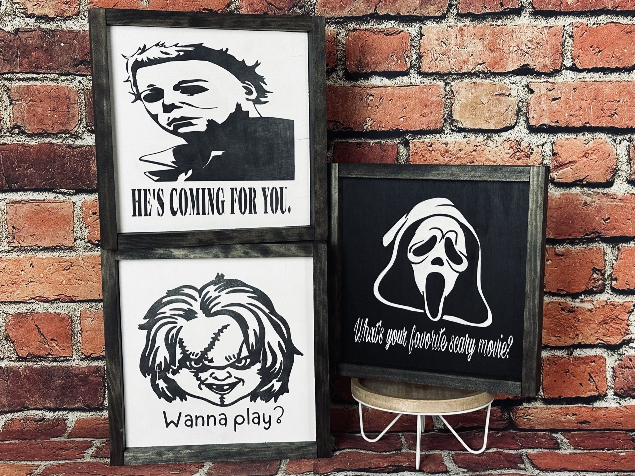 Scary Movie Character Framed Wood Signs