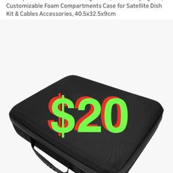 Shockproof EVA Satellite Storage Case, Hard Carrying Box, Customizable Foam Compartments Case for Satellite Dish Kit & Cables Accessories, 40.5x32.5x9