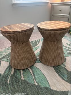 Rattan Side tables with storage