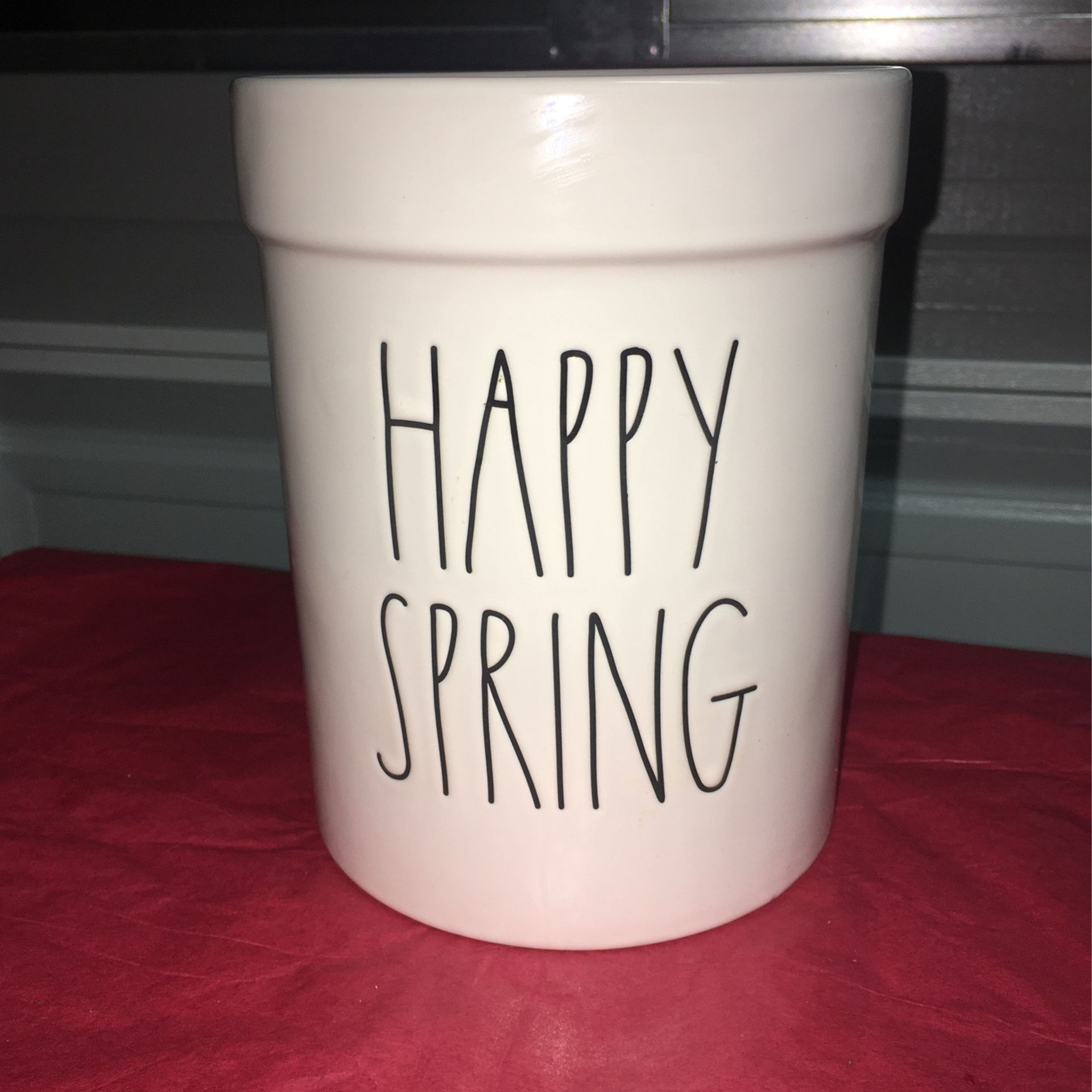 Large Rae Dunn Canister “Happy Spring” Pink Inside!