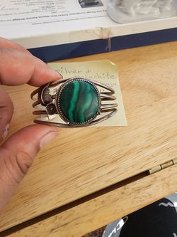 Navajo Silver and Malachite Bracelet Vintage