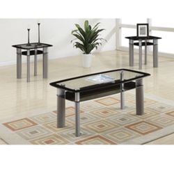 Gorgeous New Three Piece Glass Top Coffee Table set