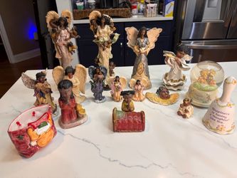 Vintage Black Angel Figurines & Decor Lot (16 Pieces)