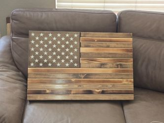New / Never used 30" x19 1/4" x 3" Wooden American Flag 2A Hidden Storage Wall Art