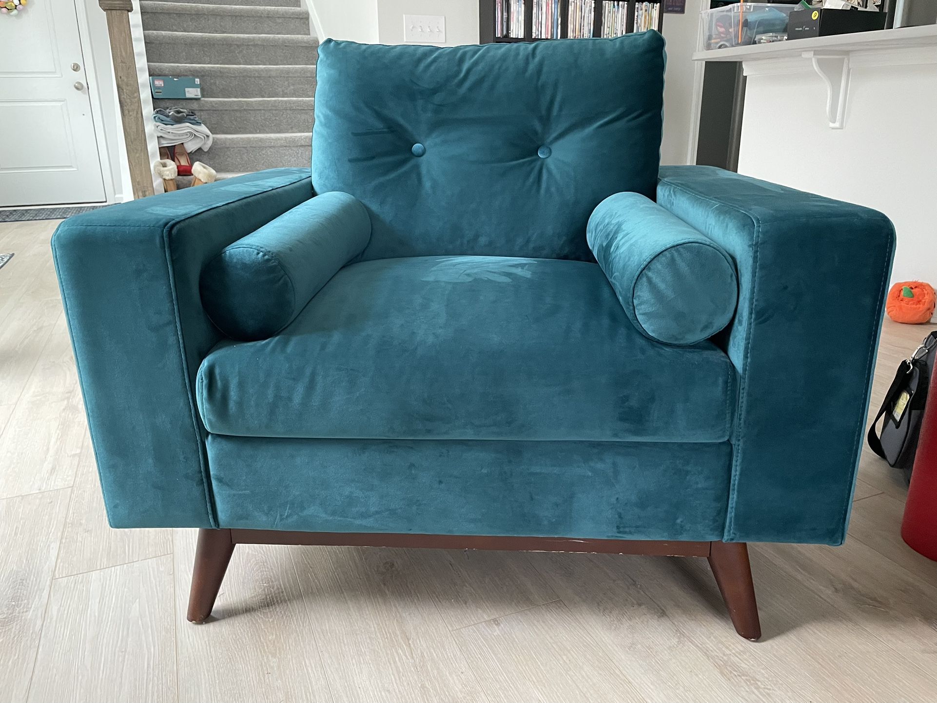 Teal Velvet Statement Arm Chair
