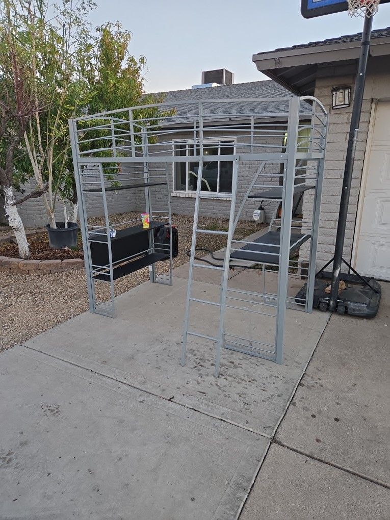 Bed With Desk And Shelves