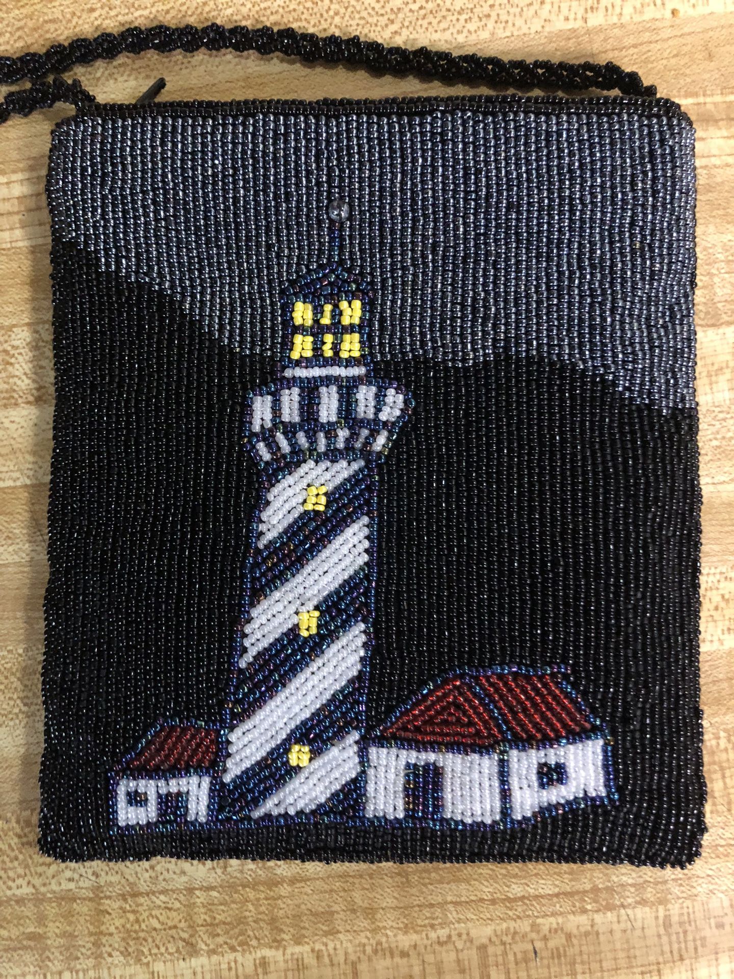 Beaded Black Lighthouse Purse