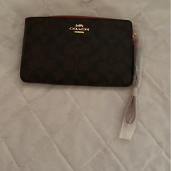 Coach Large Corner Zip Wristlet In Signature Canvas