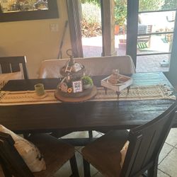 Dining Table Set With 3 Chairs And Double Bench 
