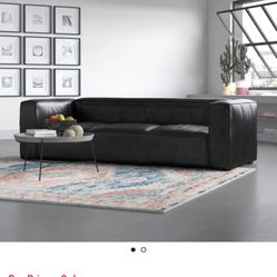 Real Leather Deep Seat Couch Sofa