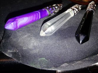 Amethyst, Quartz, Obsidian necklaces/charms