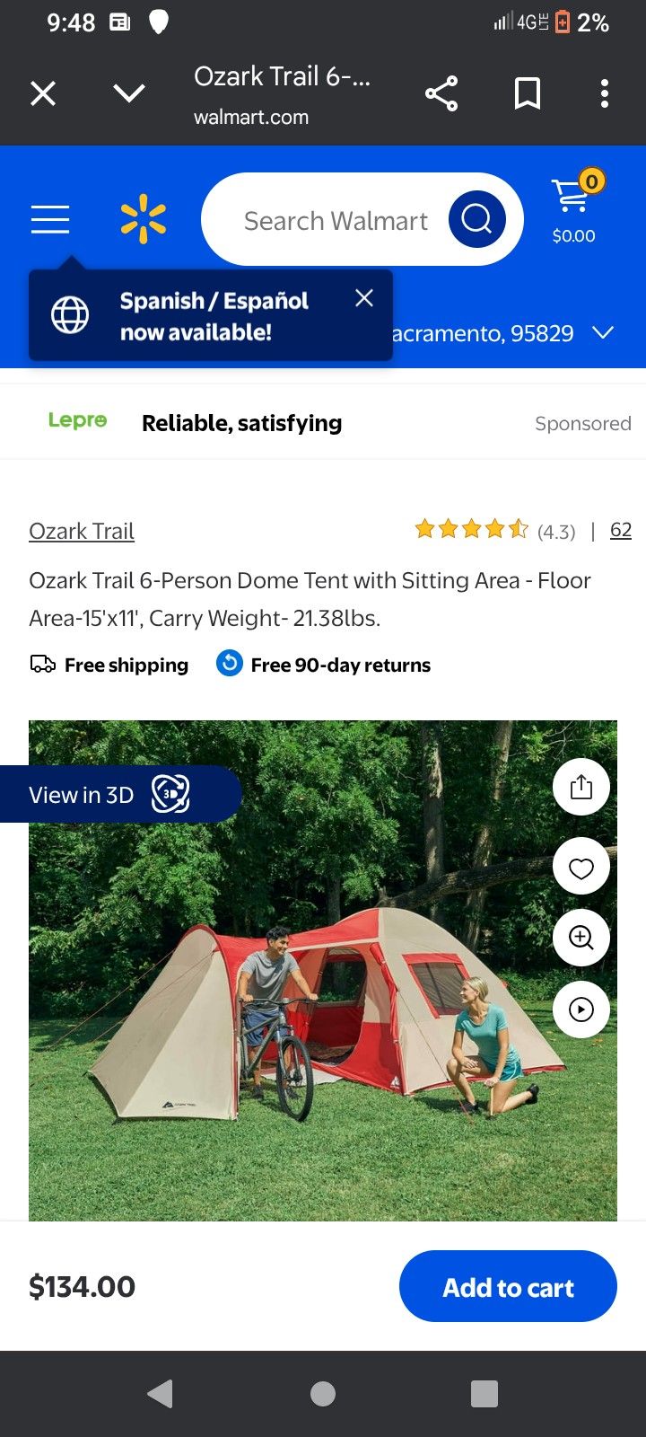 Ozark Trail 6 person tent