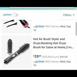 BRAND NEW Hot air hair styling brush w/ 360° spinning barrel