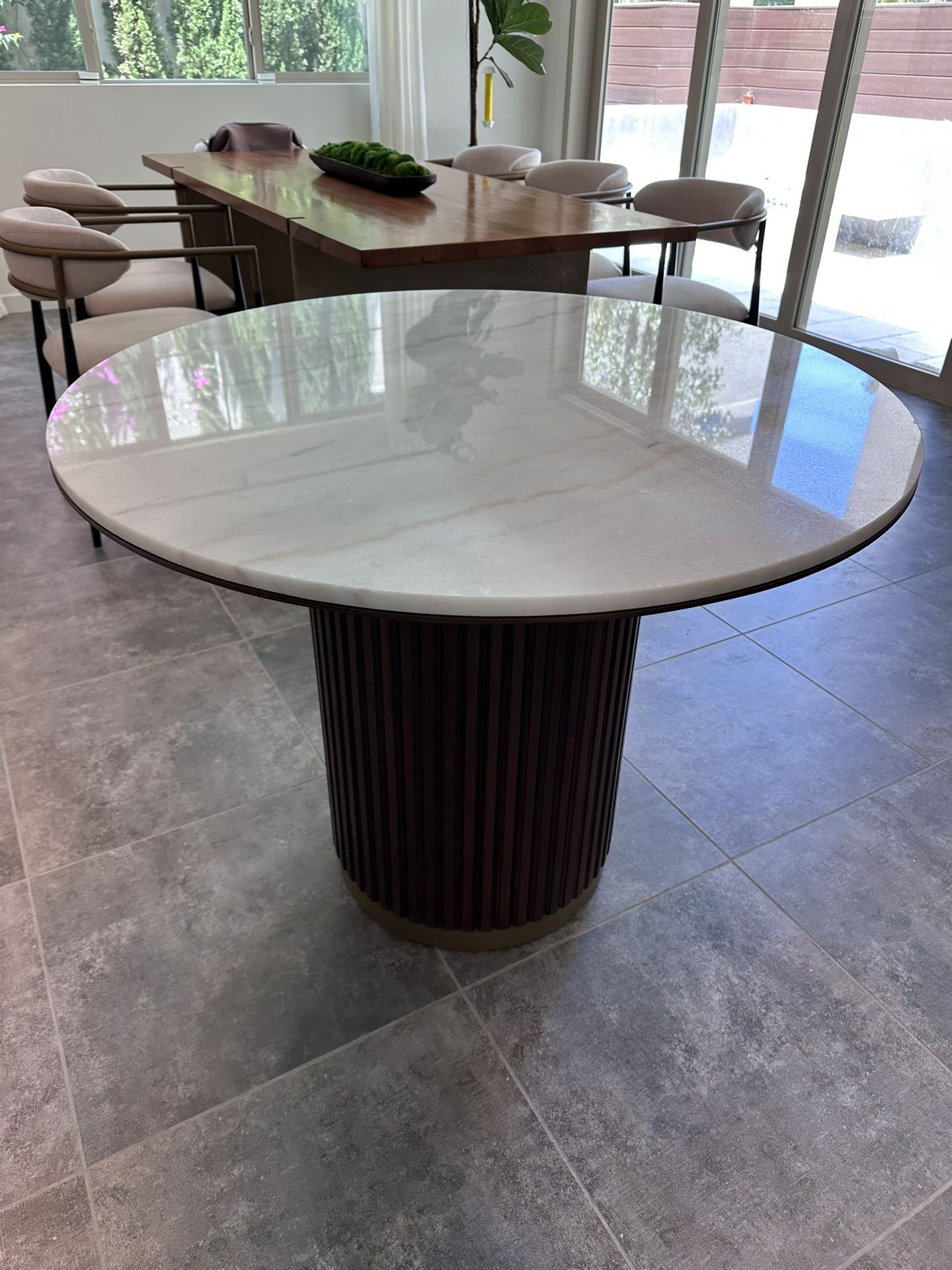 NEW Custom Made Fluted Natural Marble Dining Table