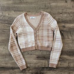 Hollister Cropped Plaid Cardigan Sweater Women's Medium