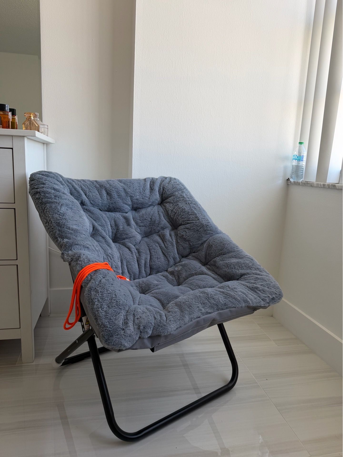 NEW! Chair Soft Plush Square Nest Saucer Grey Material for chill nap or dream Armchair lounge indoor outdoor balcony backyard