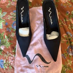 Nina Black Fabric Heels