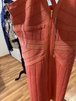 Red Metallic Bandage Bodycon Dress