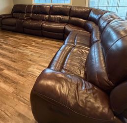 Brown leather couch