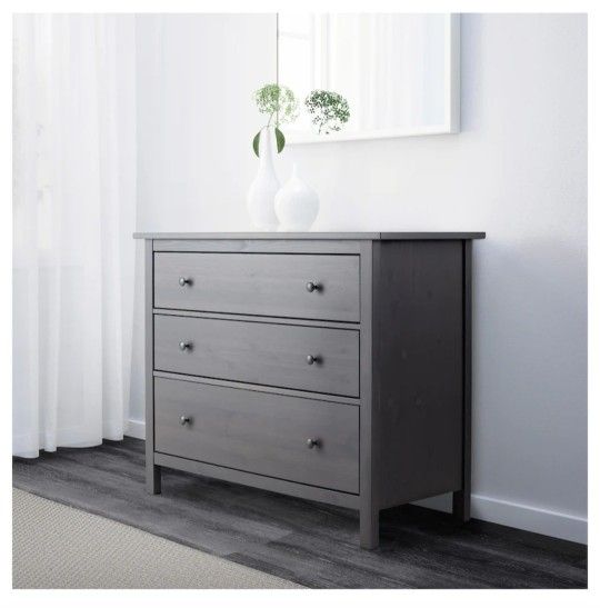 IKEA HEMNES
3-drawer chest, dark gray stained