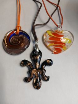 Three new glass pendant Murano Glass necklaces