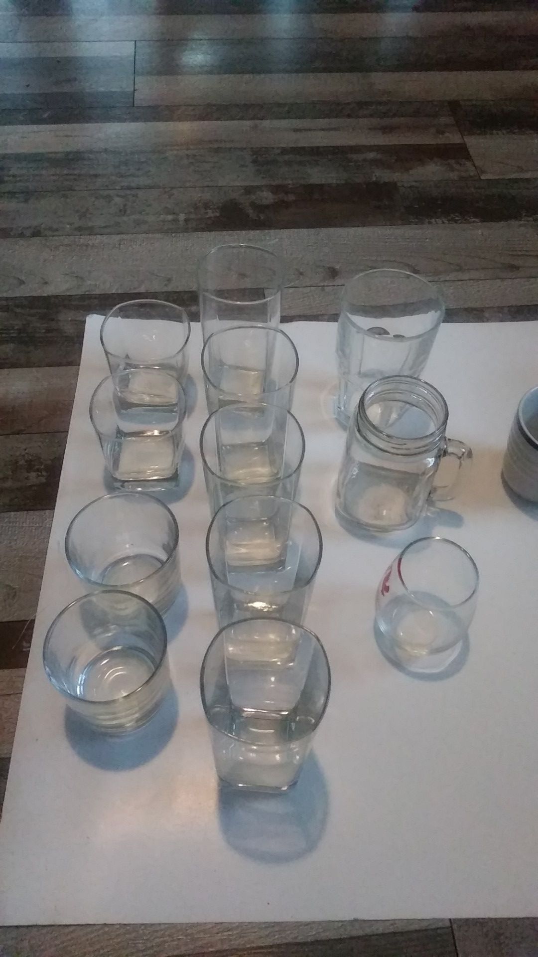 Assorted glass cups