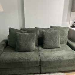 Three Person Couch, Green Corduroy (BRAND NEW)