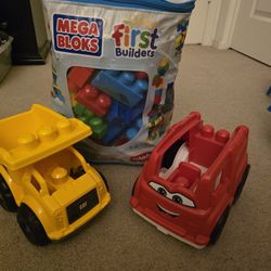 Mega Blocks With 2 Cars And 2 Figures