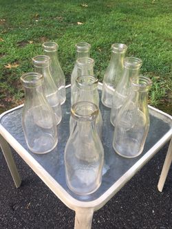 Vintage One Quart liquid glass bottles mass T seal