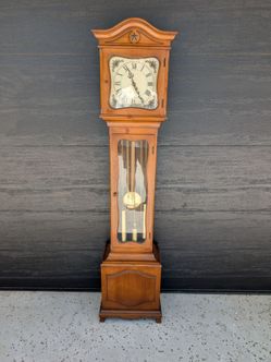 Vintage Wood Grandmother Clock with Star Detail