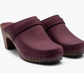 Sandgrens Zuecos de madera sueca hechos a mano para mujer, Mule de talle alto | Maya
