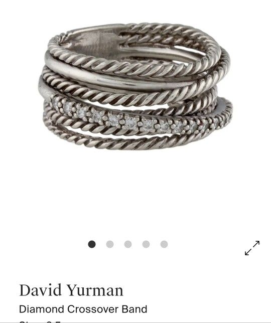 David Yurman Silver Ring With Diamonds