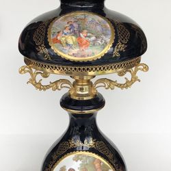 Limoges Cobalt Blue Porcelain Table Lamp