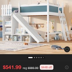 Full size loft bed With slide