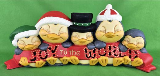 Christmas Penguins "Joy to the World" w/Light