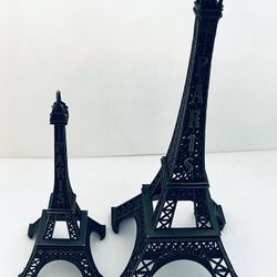 12" And 7" Metal Eiffel Tower Statues