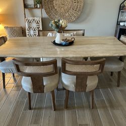 Vintage Travertine Dining Table – Seats 6 (chairs not Included)