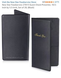 New Star Foodservice 27013 Guest Check Presenter, 10.5-Inch by 5.5-Inch, Set of 20, (Black)