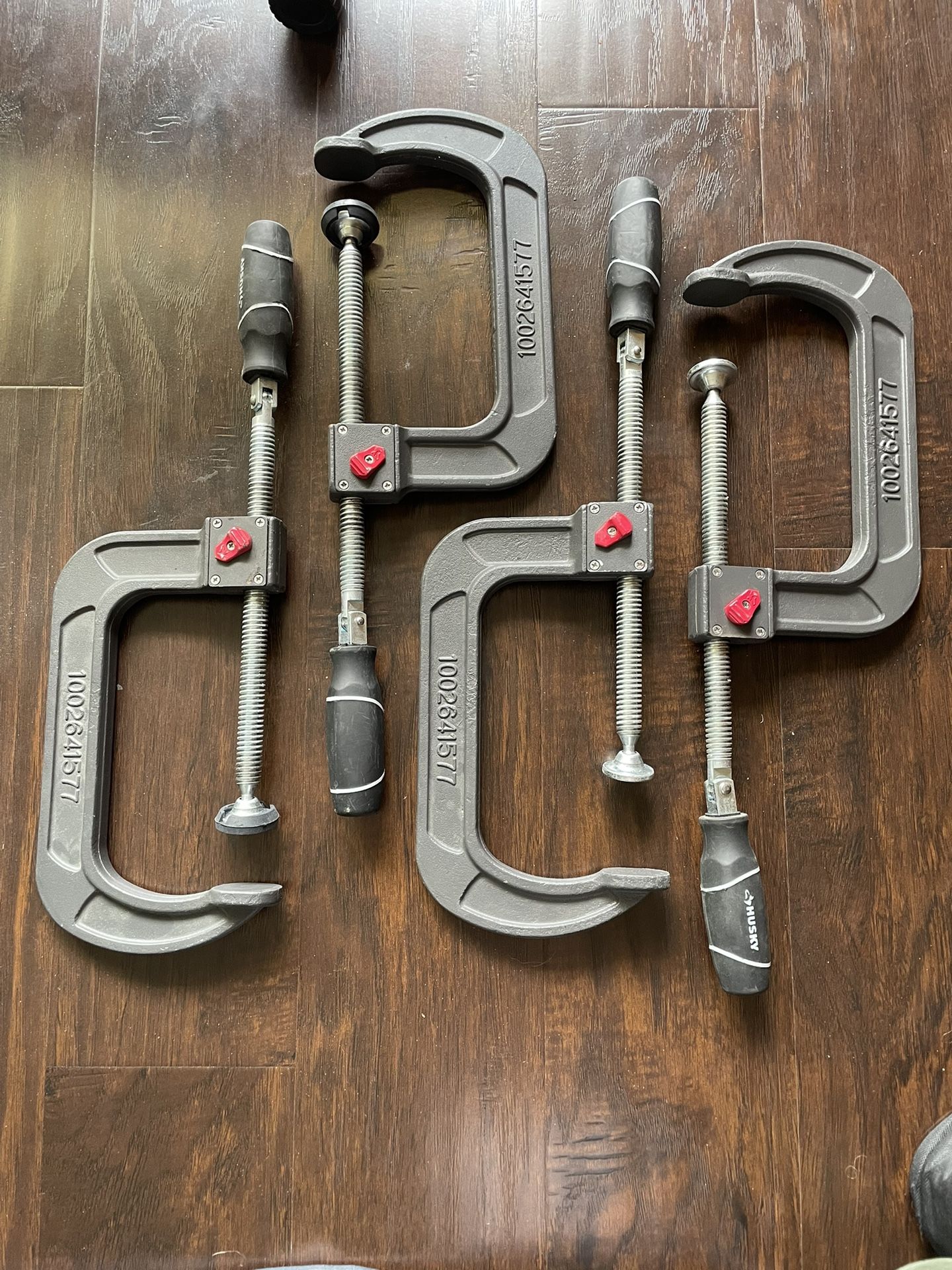 Husky 6” Quick Adjustable C-Clamps with Rubber Handle