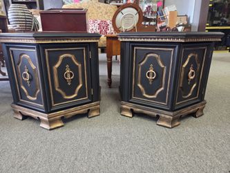 Pair of Vintage Mid Century Modern Hexagonal End Tables