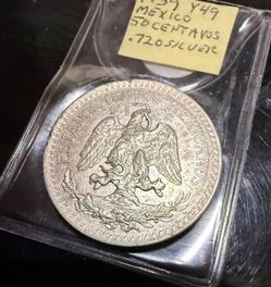 1939 Mexico 50 Centavos 72% Silver Coin