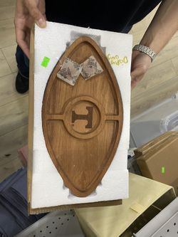 Wooden Charcuterie Board Surfboard Shape T Initial