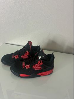Nike Air Jordan 4 Retro ( GS ) Sneakers Red Thunder Edition Authentic/ Genuine