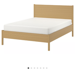 Oak veneer queen bed frame - Tonstad