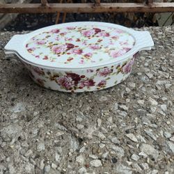 Floral Grace's Pantry 3-in-1 porcelain oven-safe lidded baker